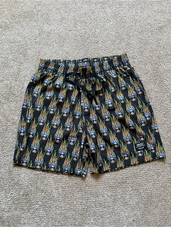 Wesc Other - VTG 00’s / Y2K WESC Flaming 8Ball Short Cut Board Shorts